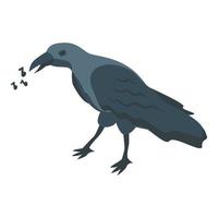 Raven bird icon isometric vector. Crow death vector