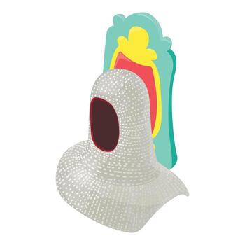 Knight chainmail icon isometric vector. Medieval chain mail on shield background vector