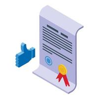 Approved diploma icon isometric vector. Credit control vector