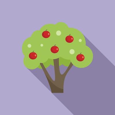 Small apple tree icon flat vector. Farm harvest