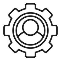 Gear setup icon outline vector. Digital person vector