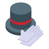 Magic hat gloves icon isometric vector. Top magician vector
