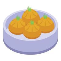 Dinner baozi icon isometric vector. Chinese food vector