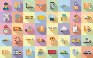 Fast shipping icons set flat vector. Business cargo vector