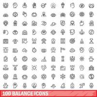 100 balance icons set, outline style vector