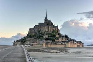 Beautiful Mont Saint-Michel cathedral on the island, Normandy, Northern France, Europe. photo