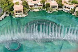 Las Vegas, Nevada - May 24, 2014 -  Bellagio and Caesars Palace view in Las Vegas. Both hotels are among 15 largest hotels in the world with 3,950 and 3,960 rooms respectively. photo