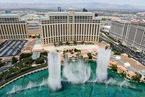 Las Vegas, Nevada - May 24, 2014 -  Bellagio and Caesars Palace view in Las Vegas. Both hotels are among 15 largest hotels in the world with 3,950 and 3,960 rooms respectively. photo