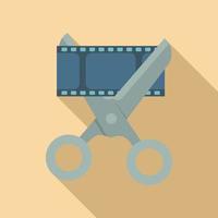 Cut movie icon flat vector. Montage film vector