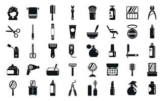 Beauty parlor icons set simple vector. Makeup artist vector