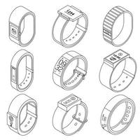 Fitness tracker icons set vector outline