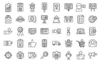 Featured product icons set outline vector. Data survey vector