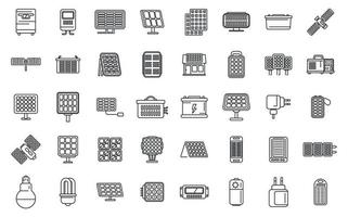 Solar panels icons set outline vector. Solar inverter vector