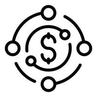vector de esquema de icono de subsidio financiero. dinero del banco