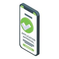 Phone approve icon isometric vector. Document form vector
