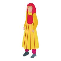 National woman icon isometric vector. Tajikistan travel vector