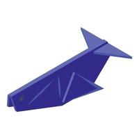 Whale origami icon isometric vector. Paper animal vector
