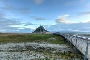 Beautiful Mont Saint-Michel cathedral on the island, Normandy, Northern France, Europe. photo