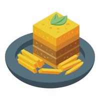 Cake icon isometric vector. Dish meal vector