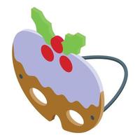 Cake mask icon isometric vector. Xmas santa vector