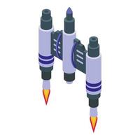 Jetpack device icon isometric vector. Fire jet vector