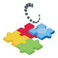 Web puzzle icon isometric vector. Lost connection vector