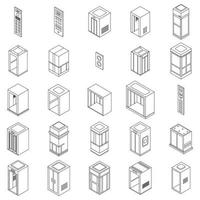 Elevator icons set vector outline