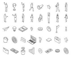 Entrepreneur icons set vector outline