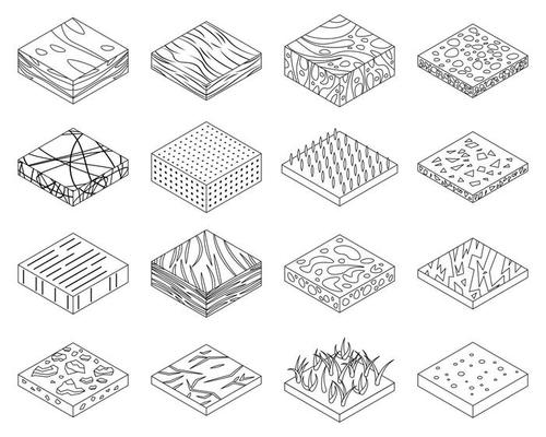 Soil icons set vector outline
