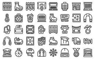 Ice rink icons set outline vector. Ice activity vector