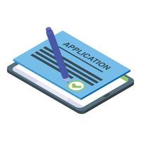 Sign application icon isometric vector. Approve document vector