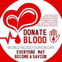 cartel de vector de donación de corazón y sangre