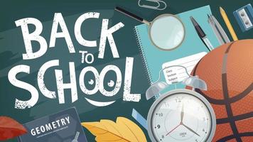 Back to School study stationery poster, vector