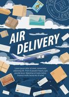 Post air mail delivery service, vector