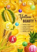 Beauty yellow diet nutrition, vitamins food vector