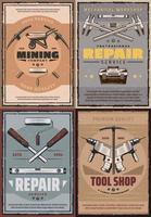 Work tools of construction, house repair or mining vector