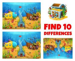 Find ten differences quiz with with sunken ships vector