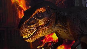 Close up of giant predator t rex dinosaurus with sharp teeth video