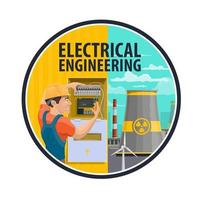 Electrical engineering, power plant, electrician vector