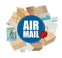 Air mail, letters and parcels in vector