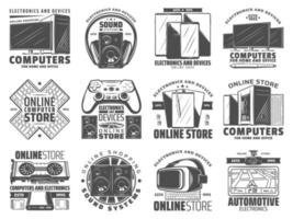 Electronic devices, computers and gadgets icons vector