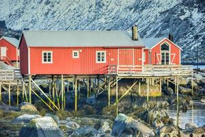 The town of Nusfjord in the Lofoten Islands, Norway in the winter. photo