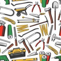 Repair tools seamless pattern, work instruments vector