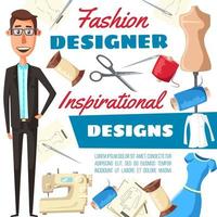 diseñador de moda hombre, sastre o modista vector