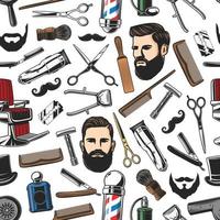 Barbershop shave and man haircut seamless pattern