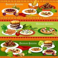 German meat and fish dishes with beer and desserts vector
