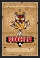 Buddhism religion victory banner flag retro poster vector