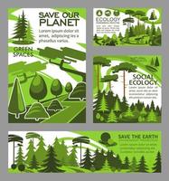 Save planet ecology green project vector posters