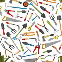 Gardening tools vector seamless pattern background