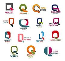 negocio empresa tendencia diseño letra q iconos vector